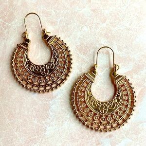 NEW Boutique Boho Half Circle Gold Geometric Statement Earrings
